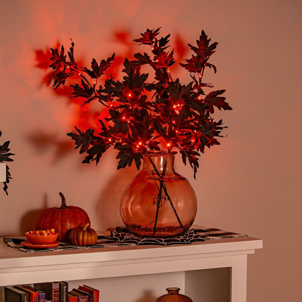 Plow & Hearth Halloween Maple Indoor/Outdoor LED Color Changing Artificial Branch, 3