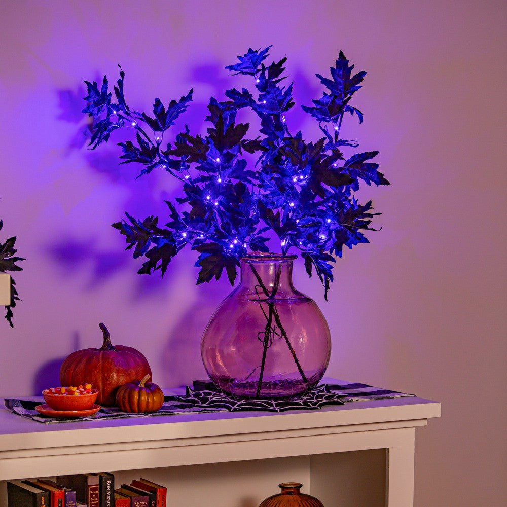 Plow & Hearth Halloween Maple Indoor/Outdoor LED Color Changing Artificial Branch, 3