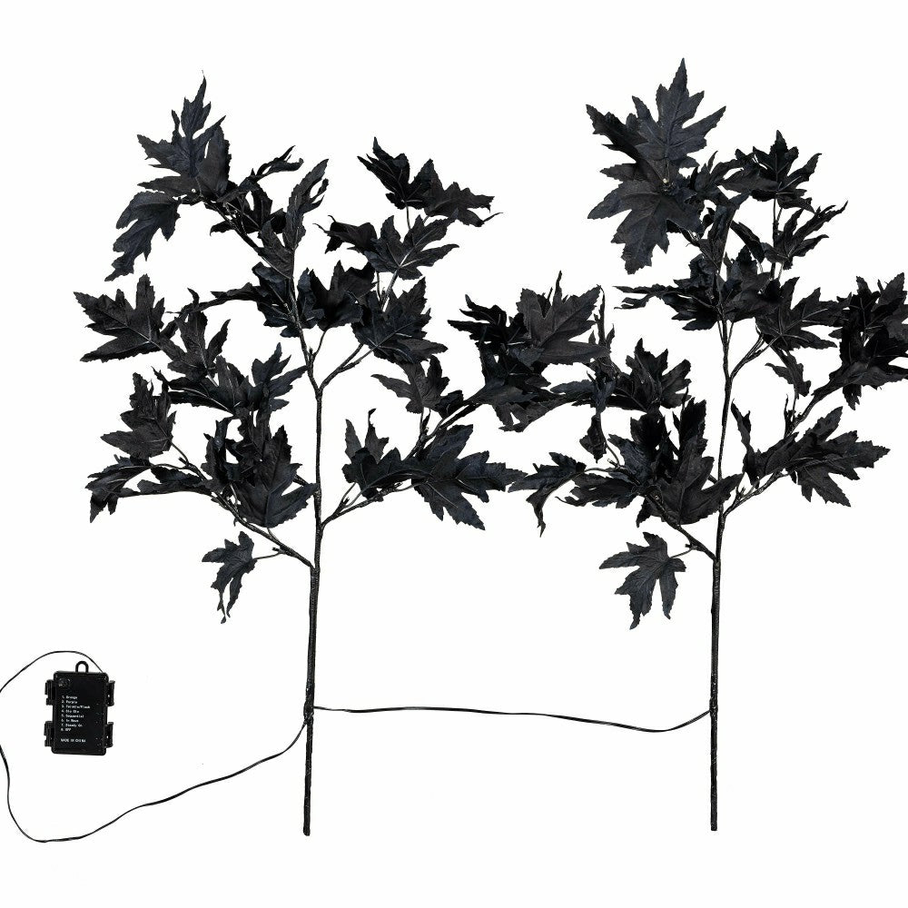 Plow & Hearth Halloween Maple Indoor/Outdoor LED Color Changing Artificial Branch, 3