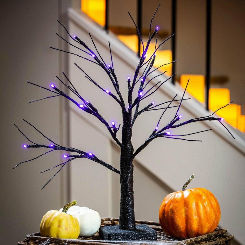 Plow & Hearth 19"H LED Halloween Glittered Tree