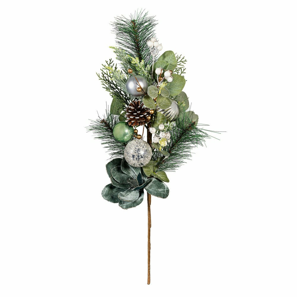 Plow & Hearth Shades of Green Stem Artificial with Ornaments, 25"H