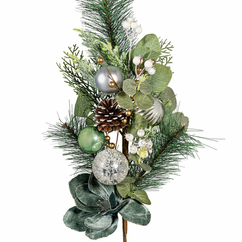 Plow & Hearth Shades of Green Stem Artificial with Ornaments, 25"H