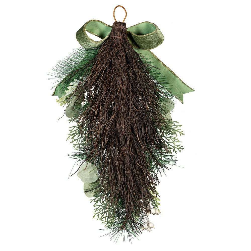 Plow & Hearth Shades of Emerald Swag Artificial with Ornaments, 25"H