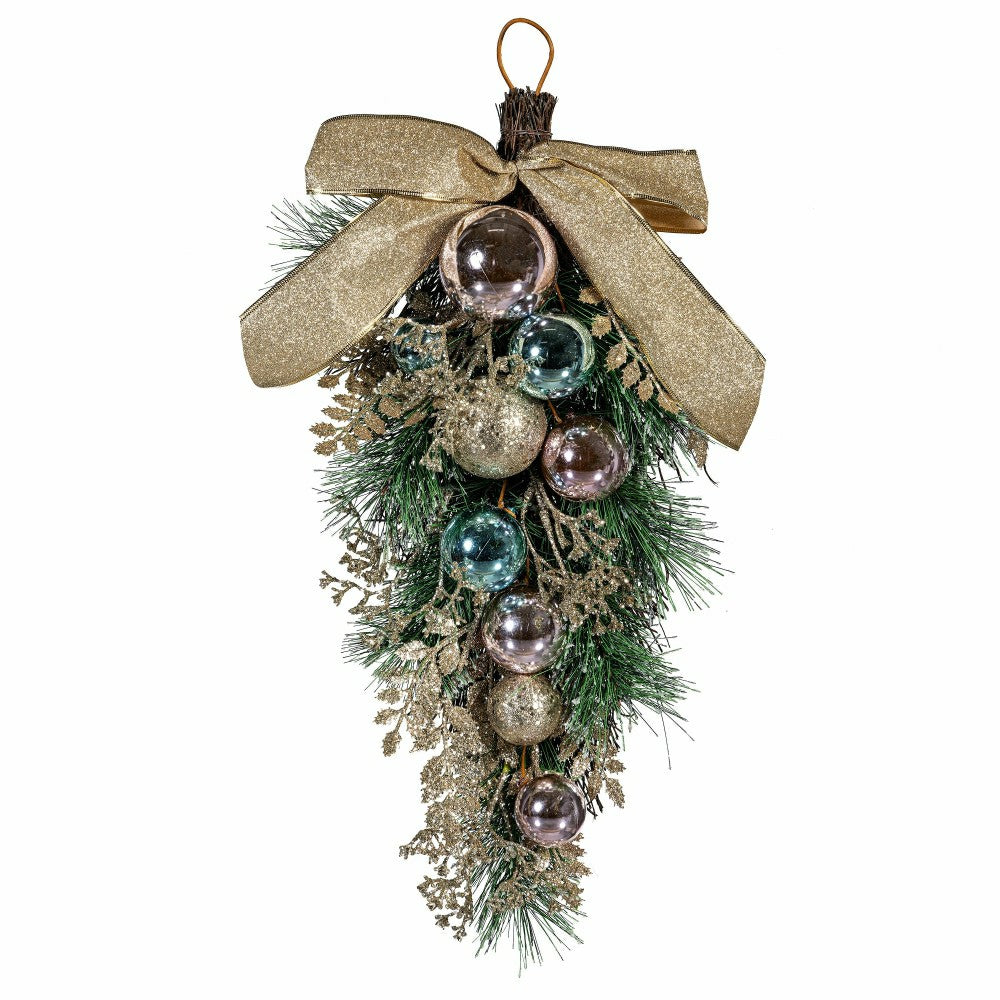 Plow & Hearth Season to Sparkle Swag Artificial with Ornaments, 24"H