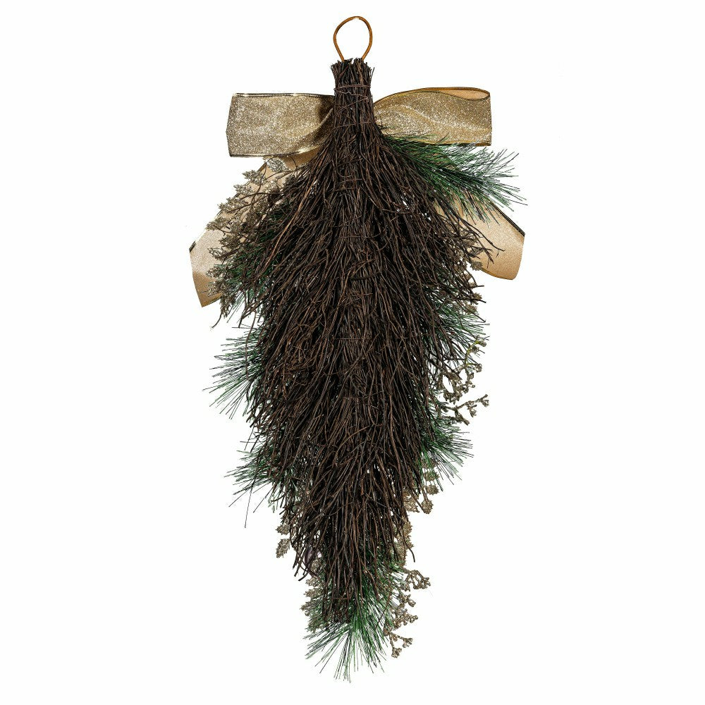 Plow & Hearth Season to Sparkle Swag Artificial with Ornaments, 24"H
