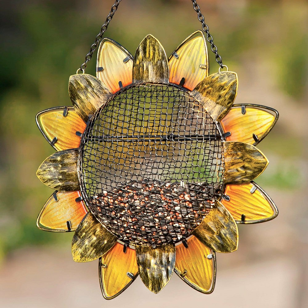 Plow & Hearth Glass and Metal Sunflower Bird Feeder