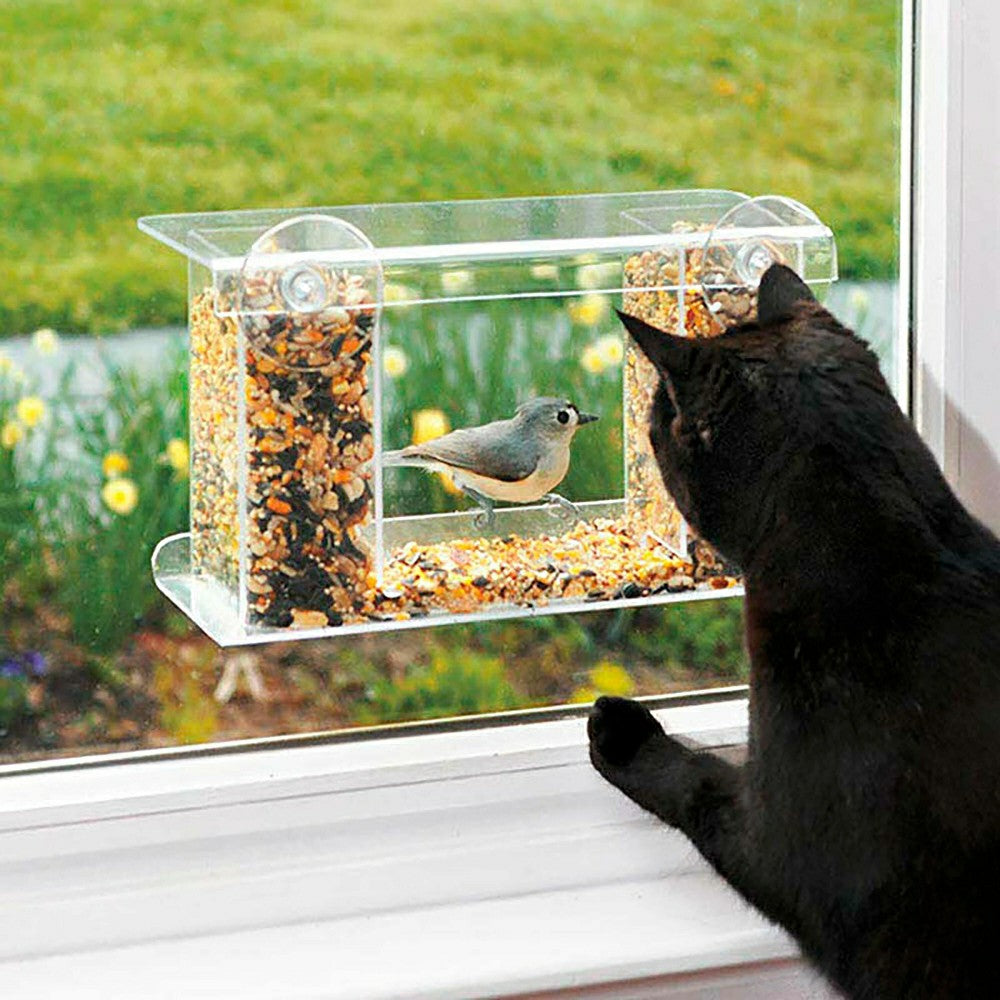 Plow & Hearth One-Way Mirror Window Mount Bird Feeder