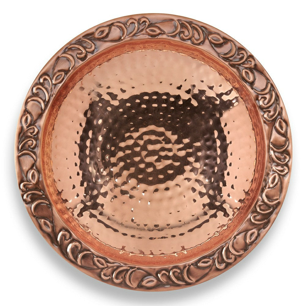 Plow & Hearth Pure Copper Birdbath on Powder-Coated Steel Pole With Sturdy Three-Pro
