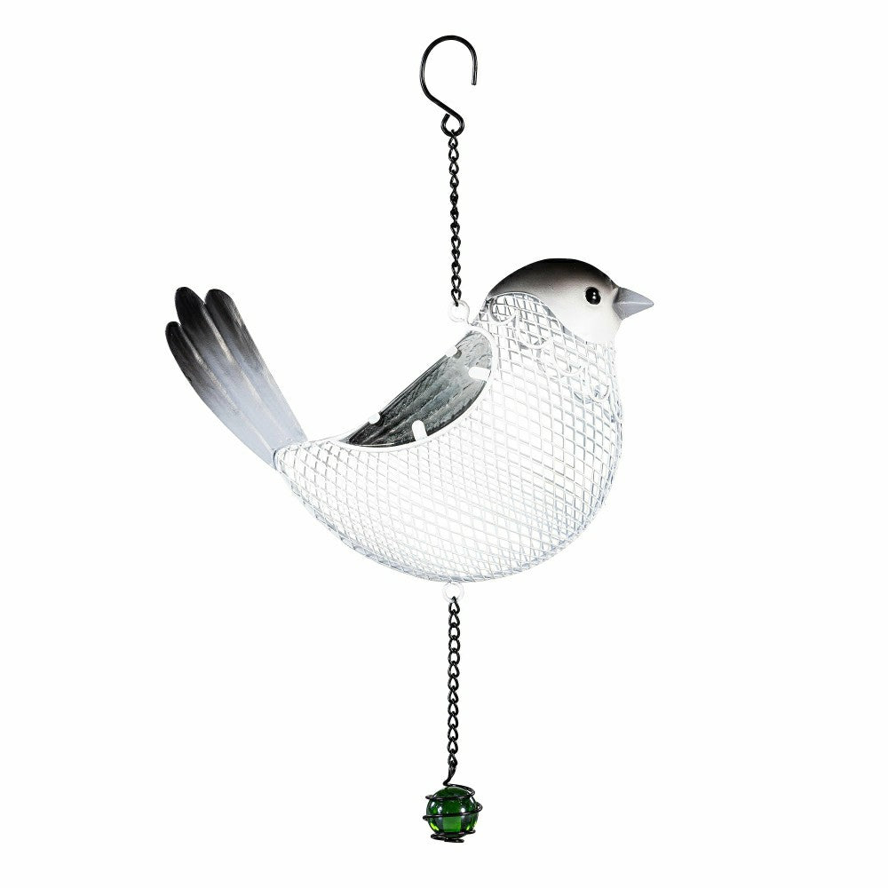 Plow & Hearth Snowbirds Bird Feeder, Metal Hanging Bird Feeder, Snow Bird, 13"H