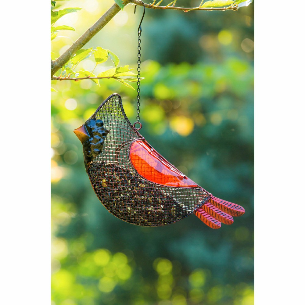 Plow & Hearth Holiday Poinsettia Bird Feeder, Cardinal