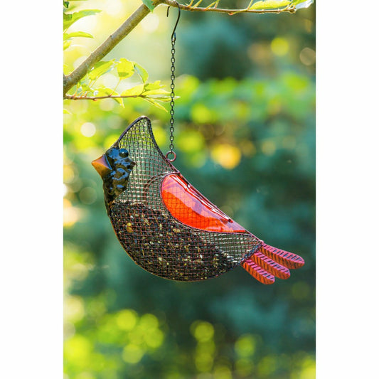 Plow & Hearth Holiday Poinsettia Bird Feeder, Cardinal