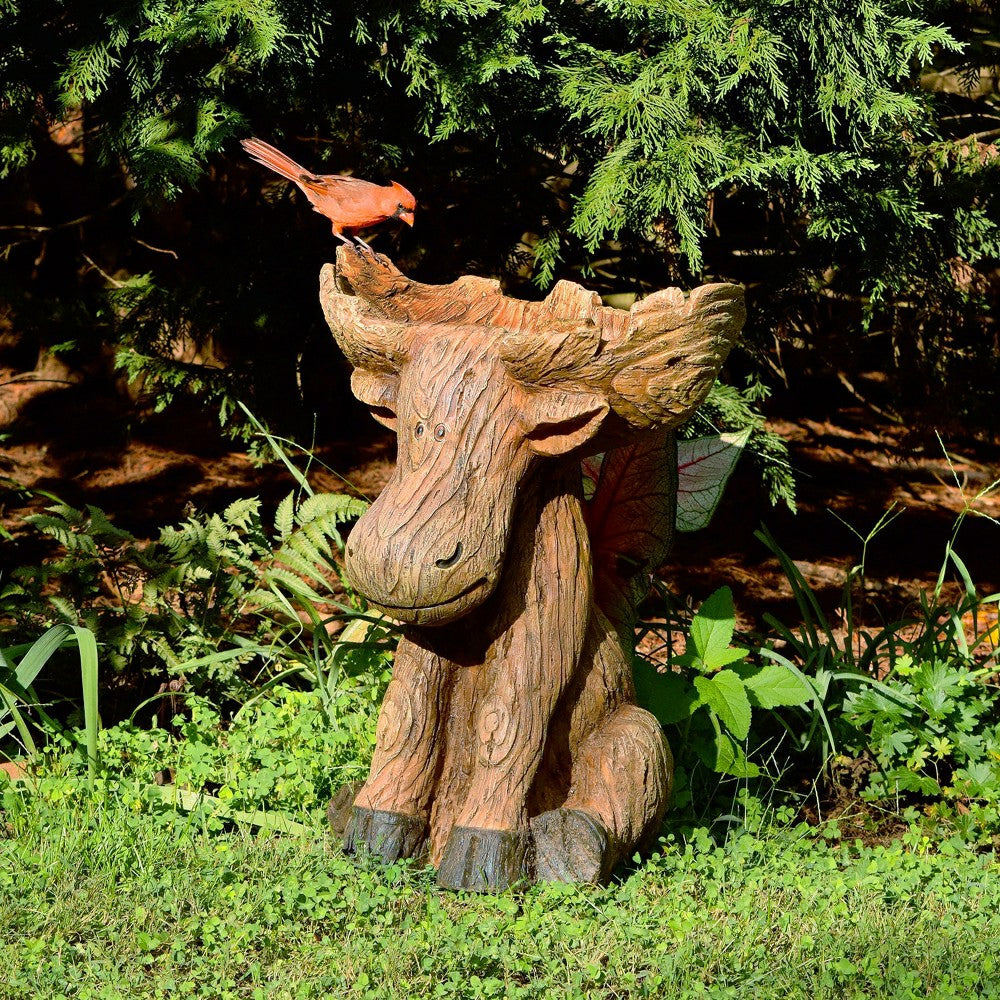 Plow & Hearth Resin Moose Birdbath