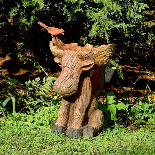 Plow & Hearth Resin Moose Birdbath