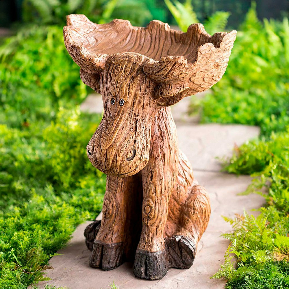 Plow & Hearth Resin Moose Birdbath