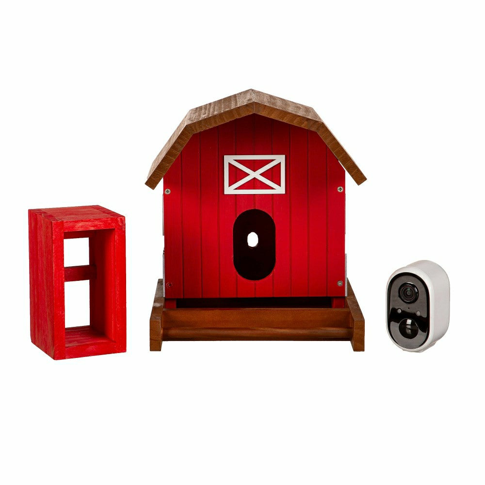 Plow & Hearth LED Barn House Smart Bird Feeder with Camera