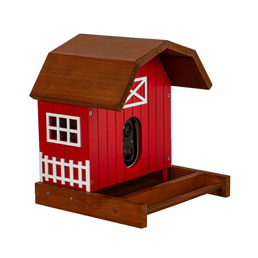 Plow & Hearth LED Barn House Smart Bird Feeder with Camera