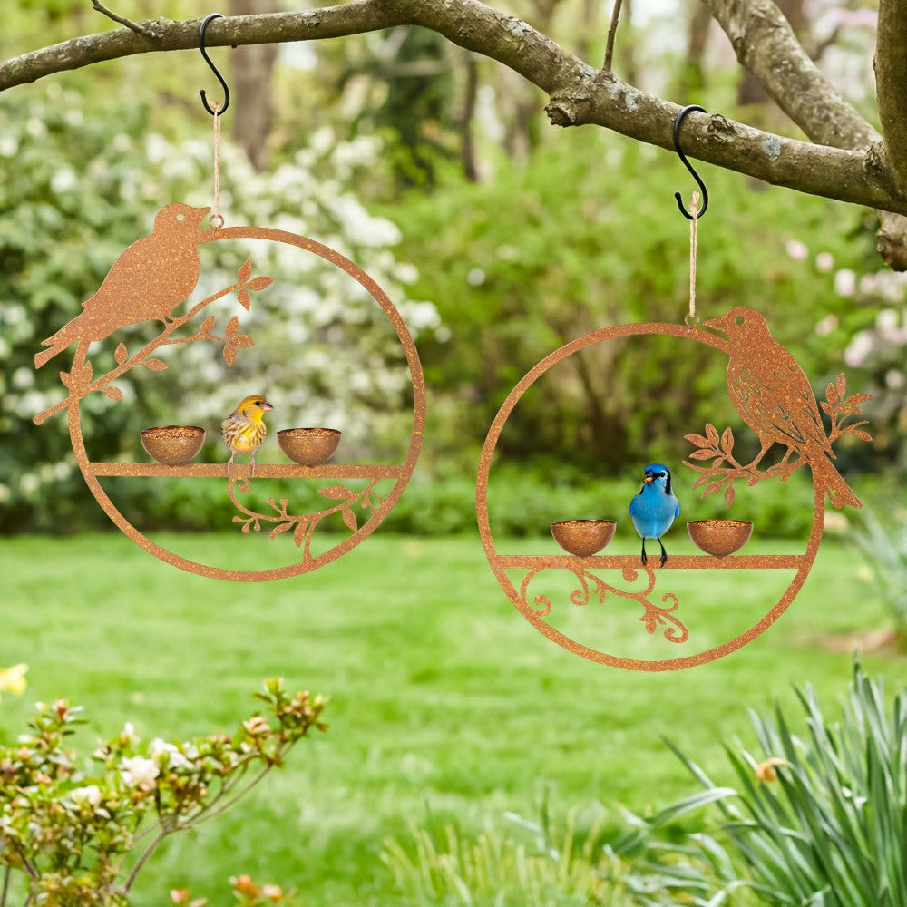 Plow & Hearth Metal Hanging Bird Feeder, Set of 2