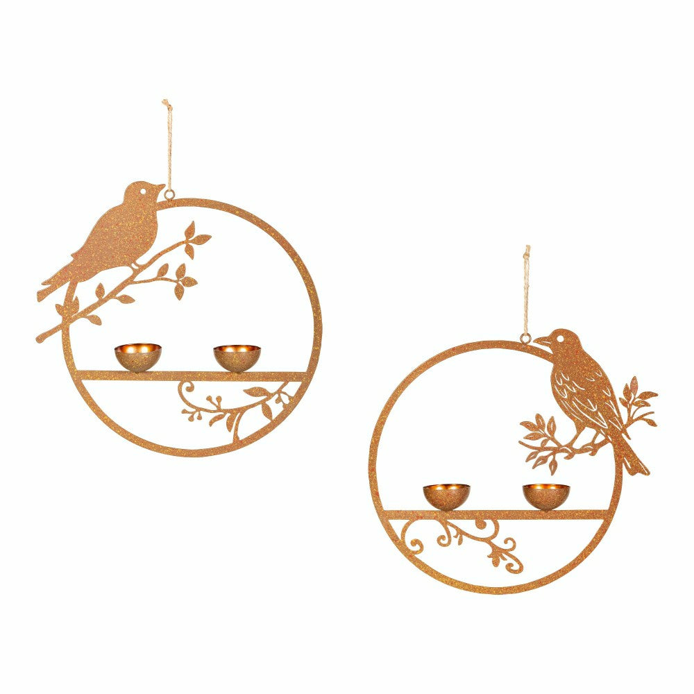 Plow & Hearth Metal Hanging Bird Feeder, Set of 2