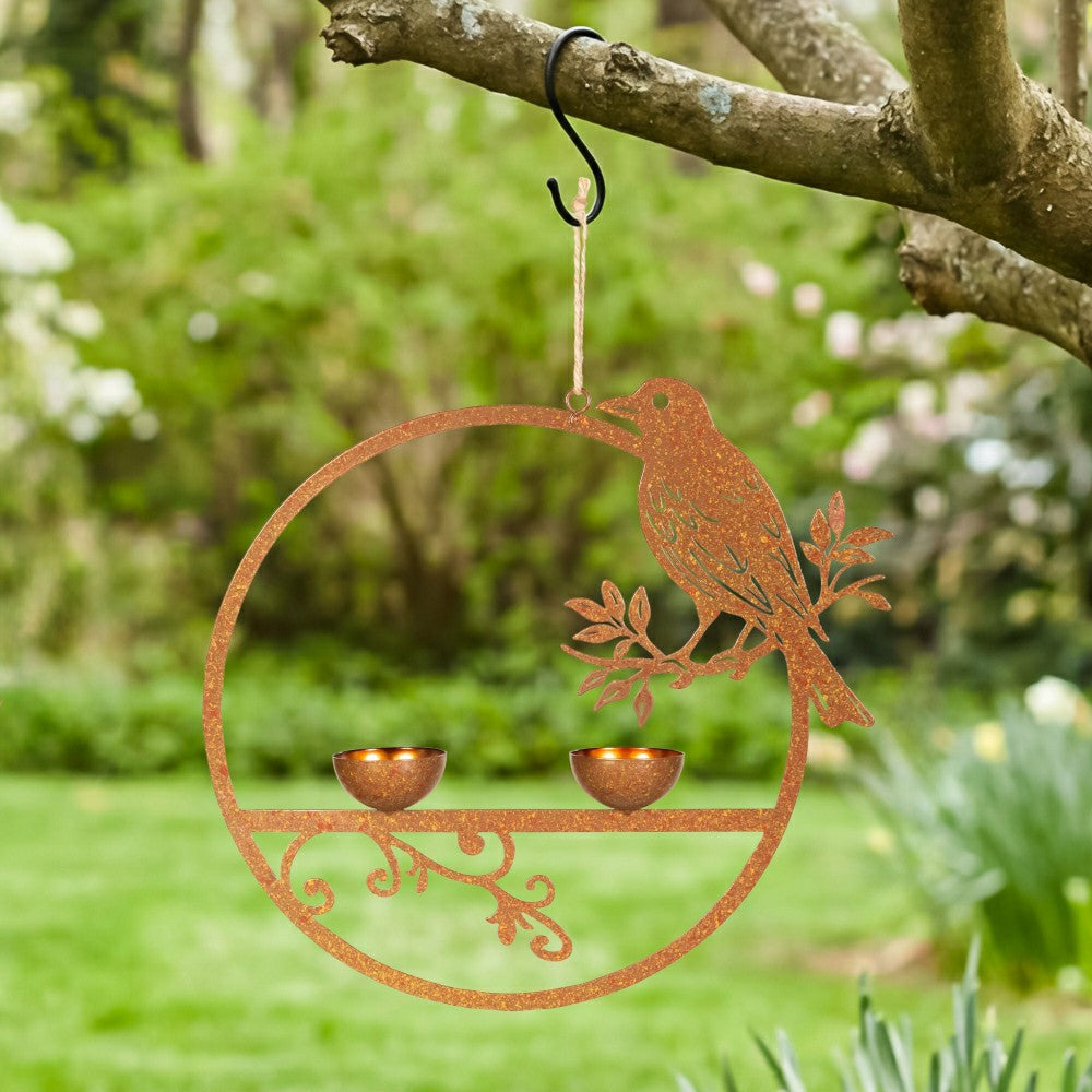 Plow & Hearth Metal Hanging Bird Feeder, Set of 2