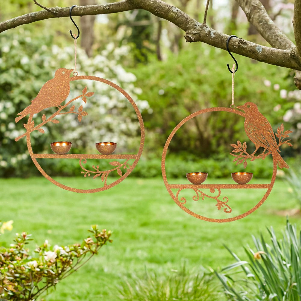 Plow & Hearth Metal Hanging Bird Feeder, Set of 2