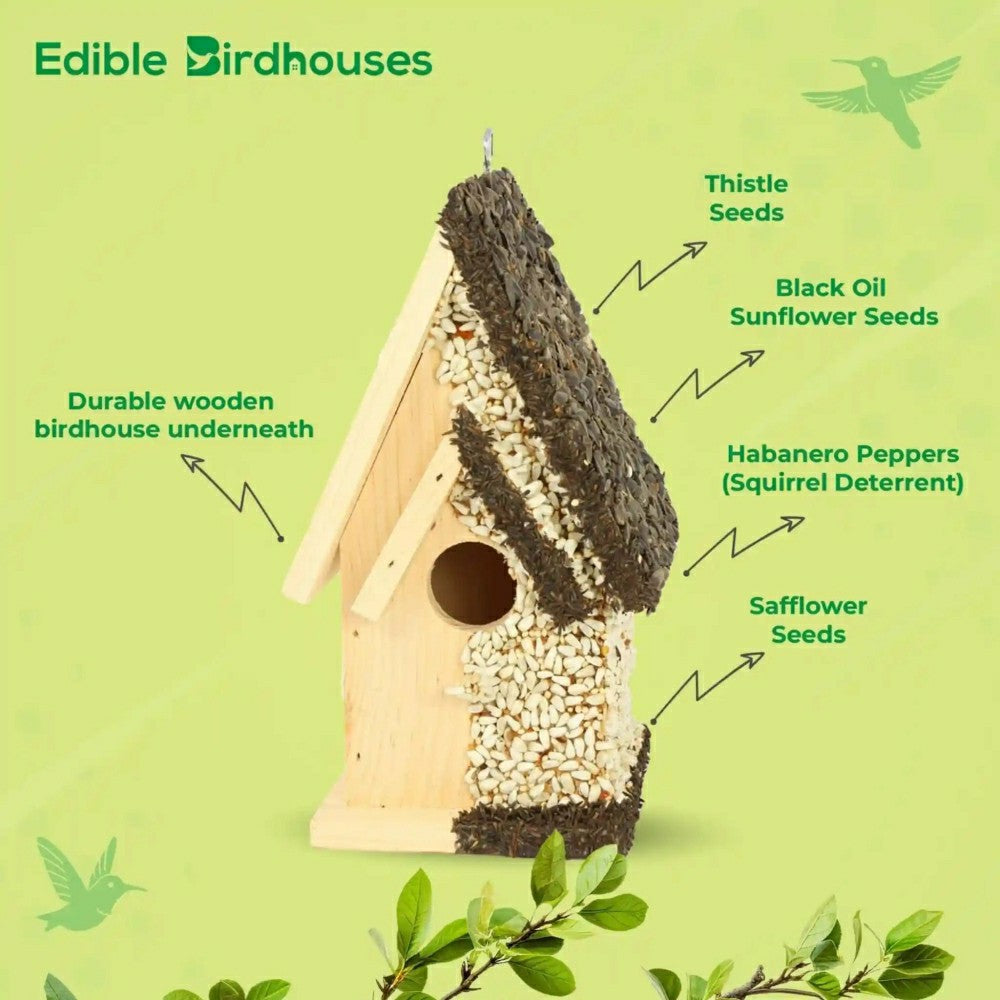 Plow & Hearth Tall Edible Birdhouse with Dark Roof