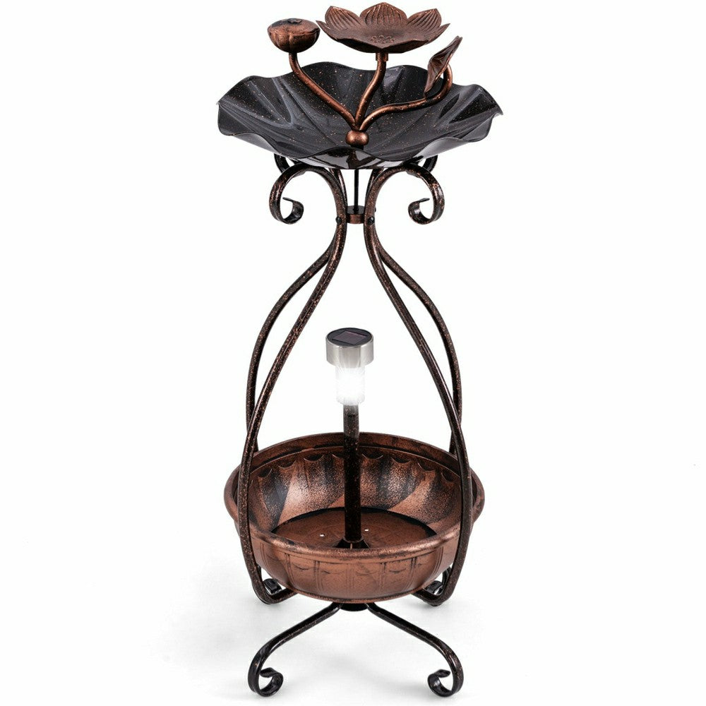 Plow & Hearth Solar Outdoor Bird Bath Feeder/Planter Combo