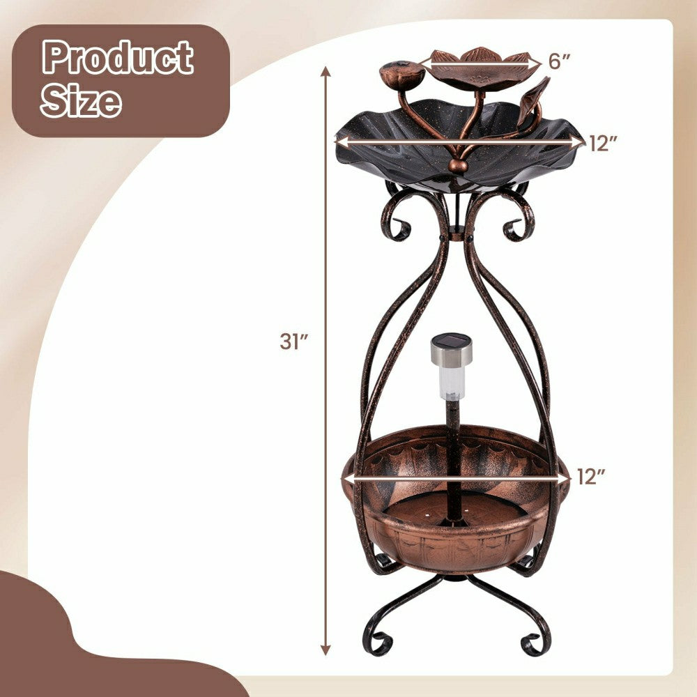 Plow & Hearth Solar Outdoor Bird Bath Feeder/Planter Combo