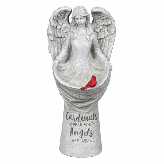 Plow & Hearth Memorial Cardinal Angel Resin Bird Feeder, 16.5" H