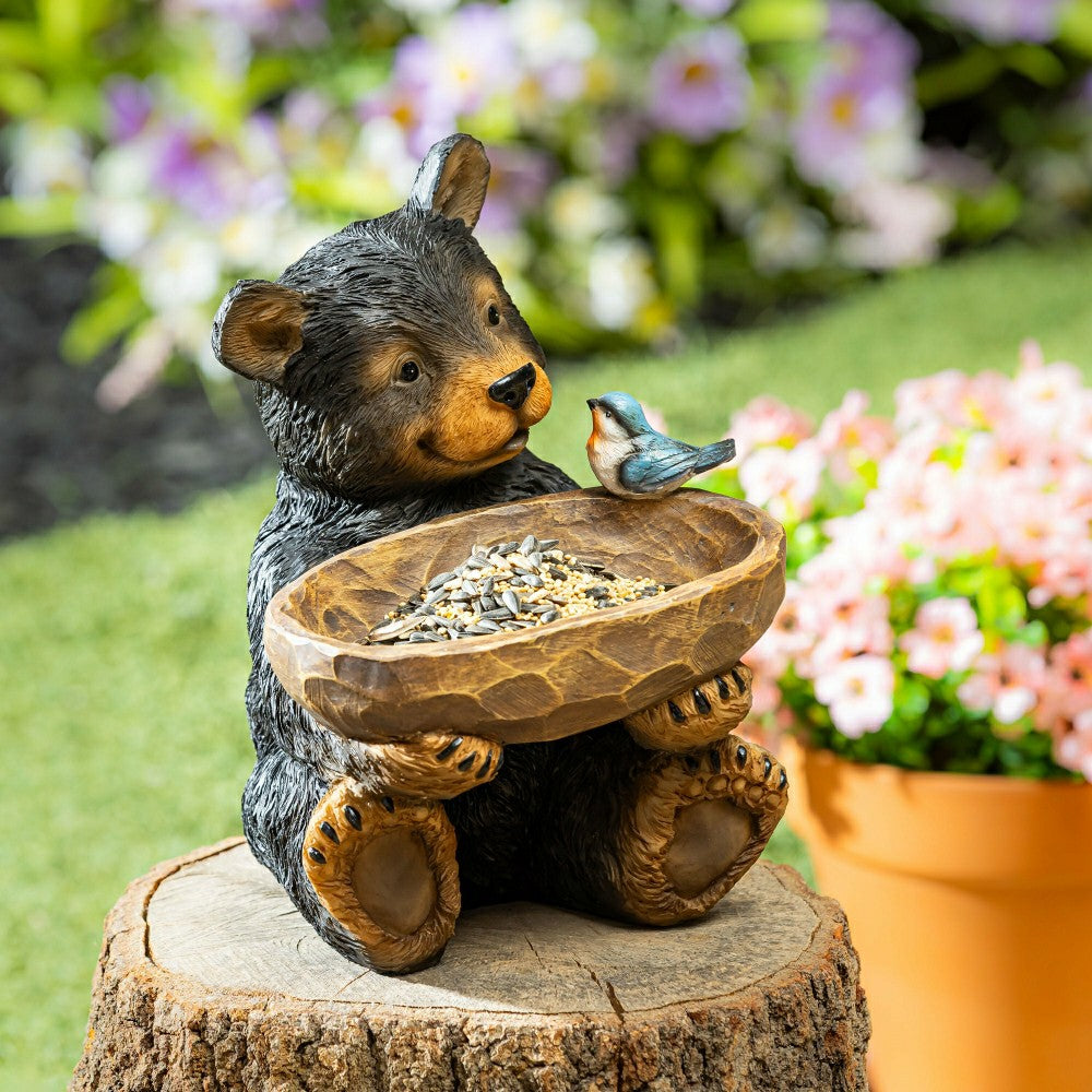 Plow & Hearth Bear Resin Bird Feeder
