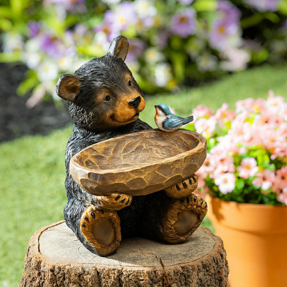 Plow & Hearth Bear Resin Bird Feeder