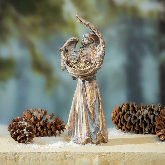 Plow & Hearth Nativity Bird Feeder, Resin Bird Feeder, Angel, 17"H