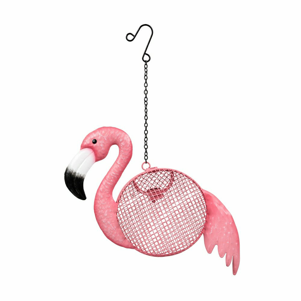 Plow & Hearth Palm Beach Bird Feeder, Metal Flamingo Seed Feeder