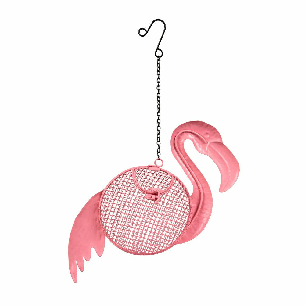 Plow & Hearth Palm Beach Bird Feeder, Metal Flamingo Seed Feeder