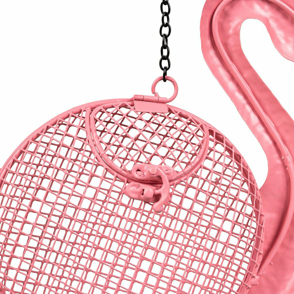 Plow & Hearth Palm Beach Bird Feeder, Metal Flamingo Seed Feeder
