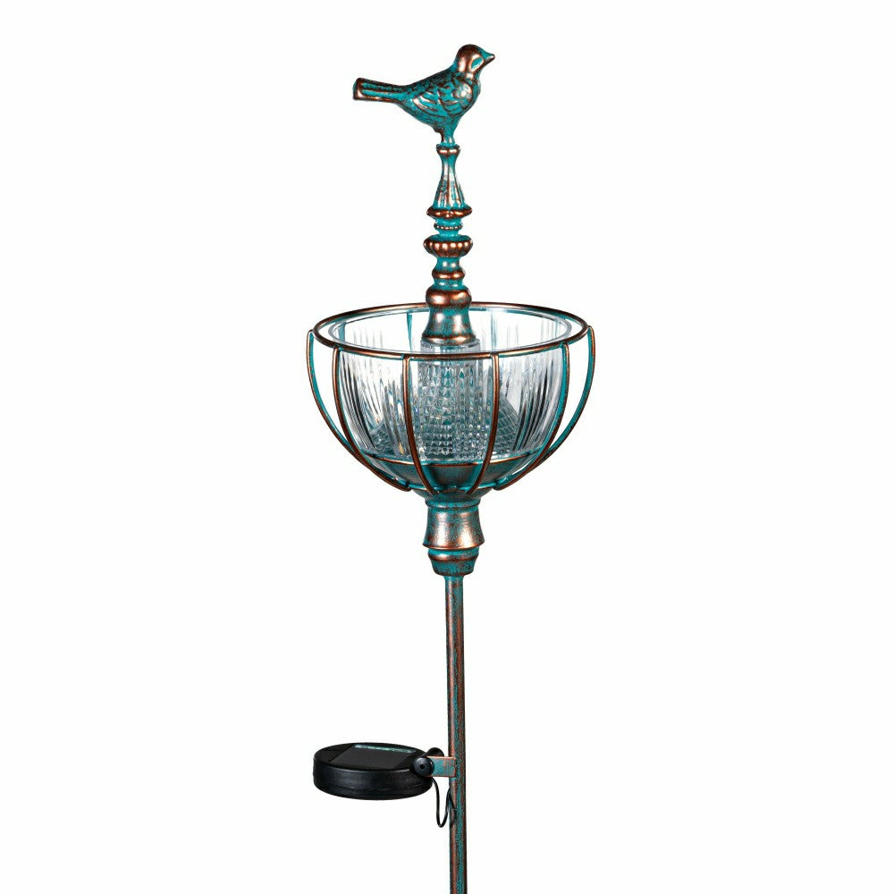 Plow & Hearth Solar Bird Feeder Garden Stake, Bird