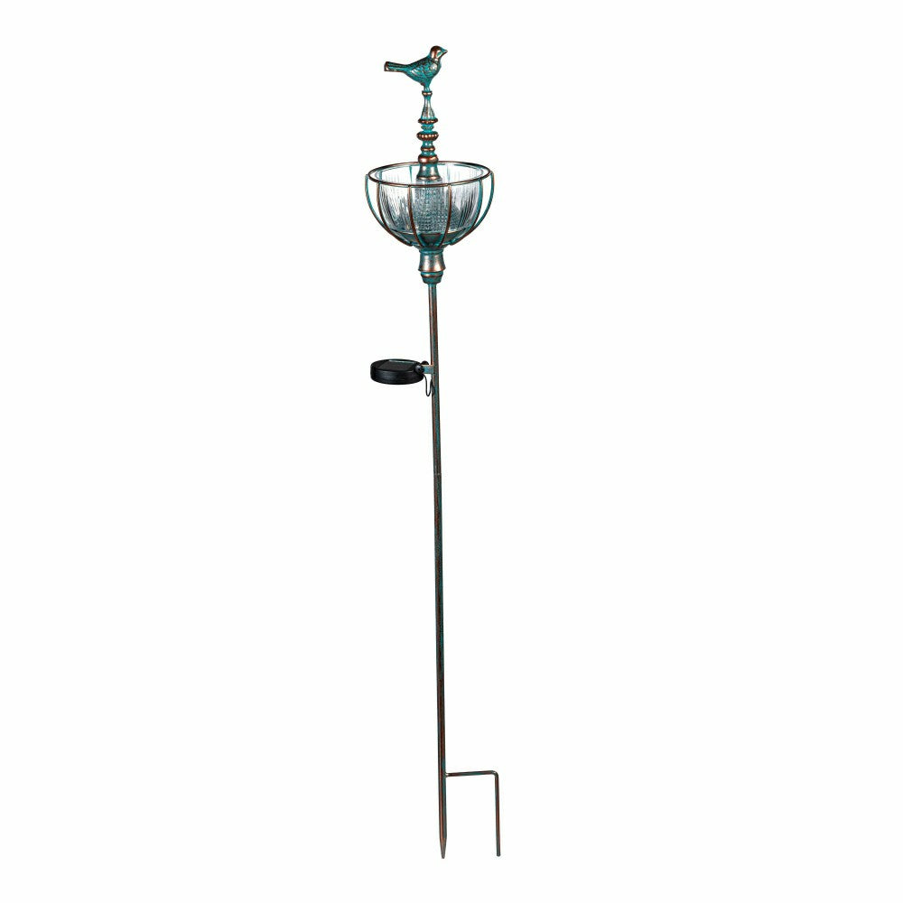 Plow & Hearth Solar Bird Feeder Garden Stake, Bird