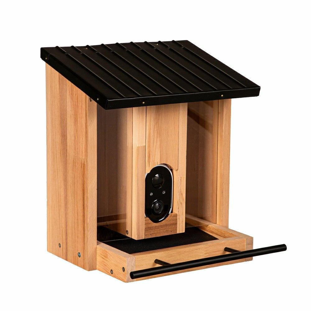 Plow & Hearth BirdsIVue Smart Feeder: Solar Wooden Bird Feeder