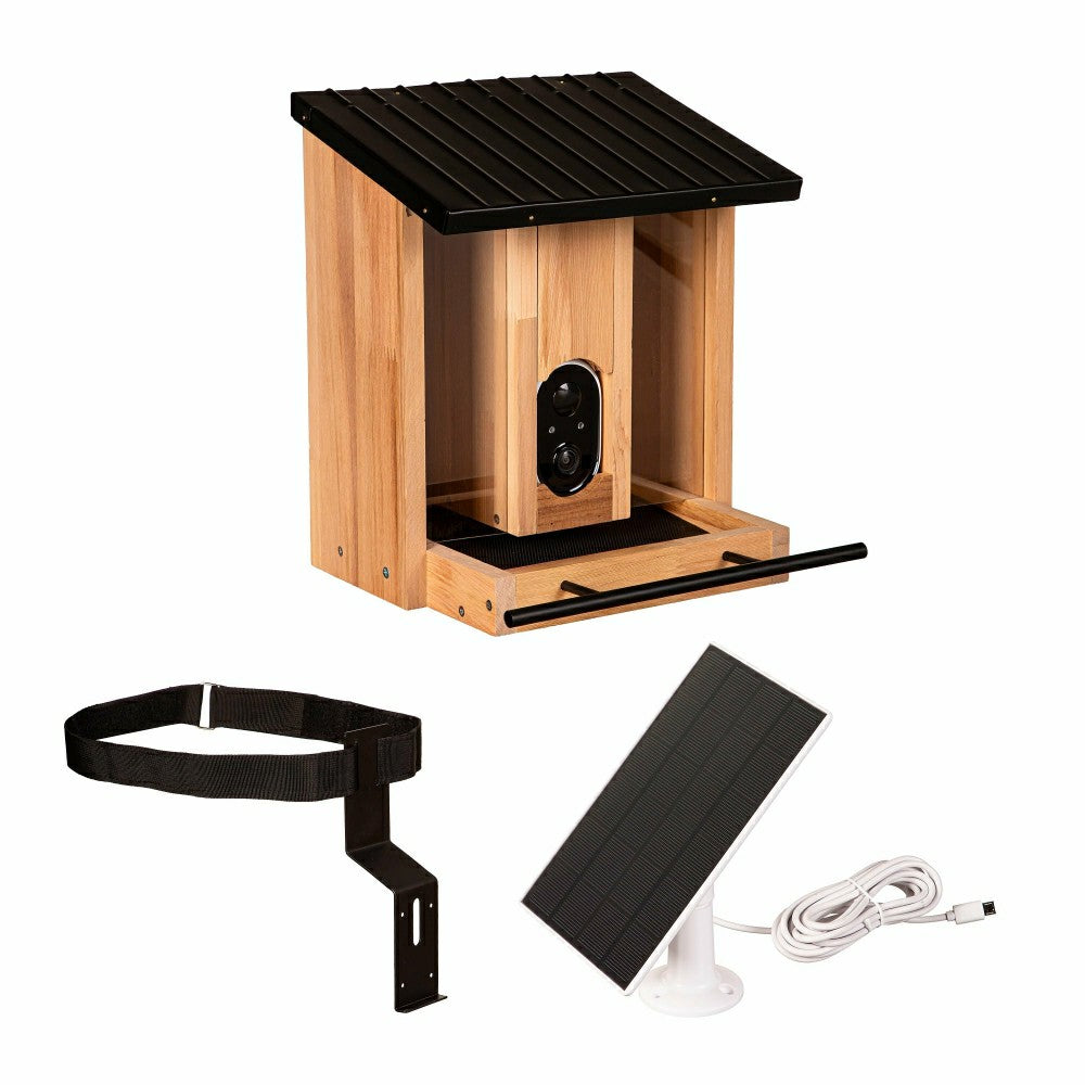 Plow & Hearth BirdsIVue Smart Feeder: Solar Wooden Bird Feeder
