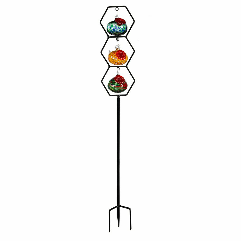 Plow & Hearth Cottage Garden Bird Feeder, Glass Hummingbird Feeder Trio Stake