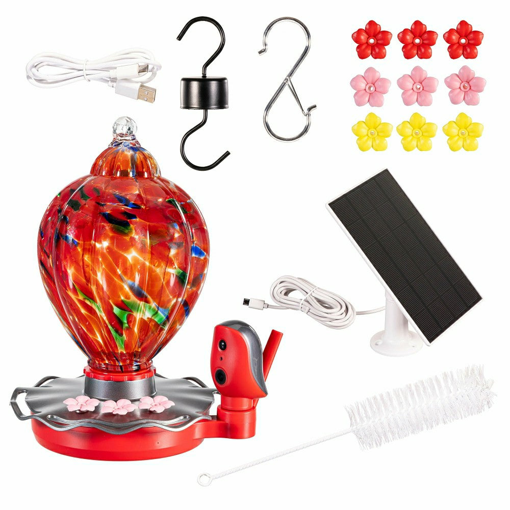 Plow & Hearth Solar Smart Hummingbird Feeder with HD Camera