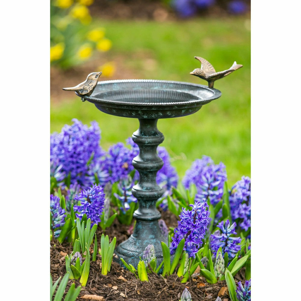 Plow & Hearth Sculpted Songbirds Metal Pedestal Birdbath