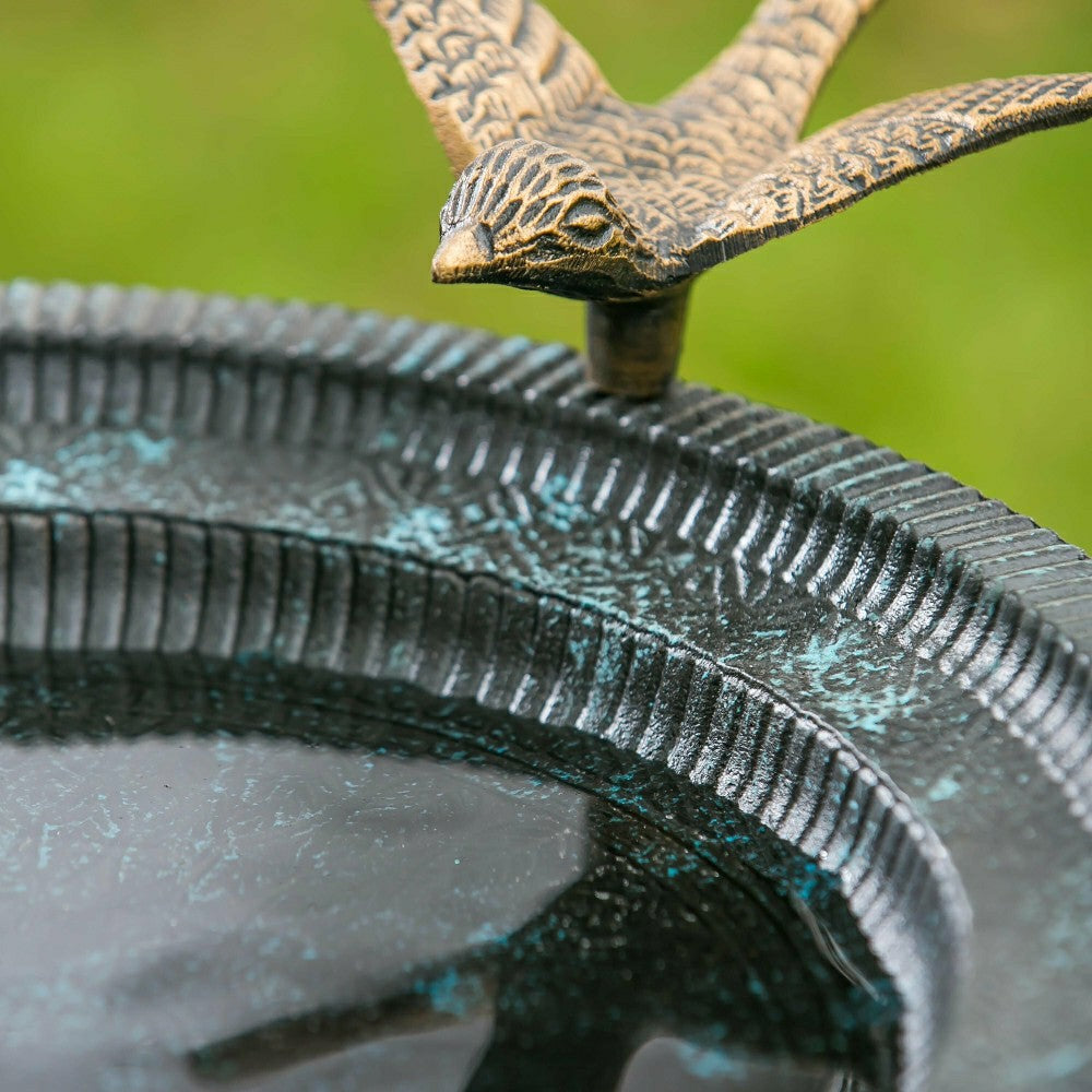 Plow & Hearth Sculpted Songbirds Metal Pedestal Birdbath