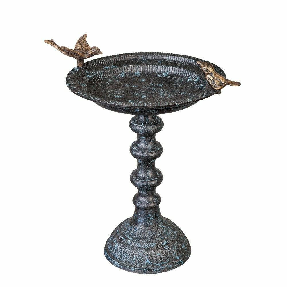 Plow & Hearth Sculpted Songbirds Metal Pedestal Birdbath
