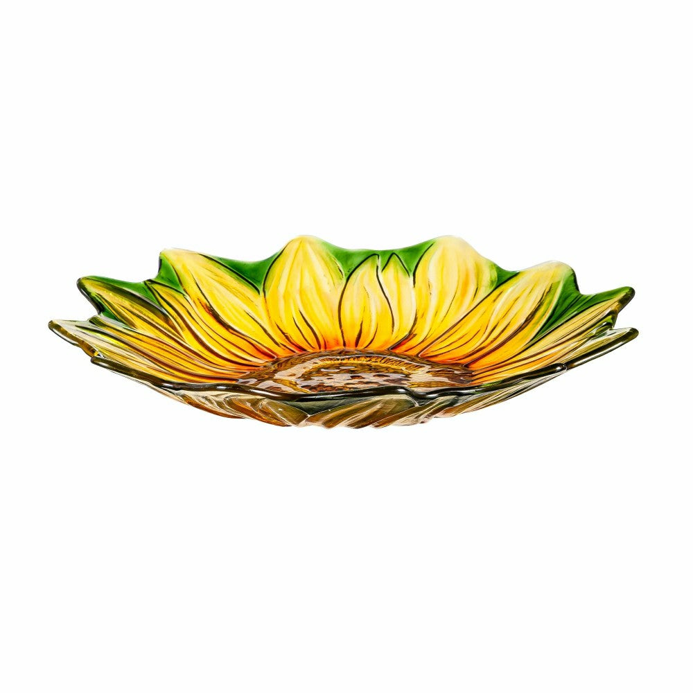Plow & Hearth Harvest Blossoms Birdbath,18" Hand Painted and Embossed Shaped Bird Ba