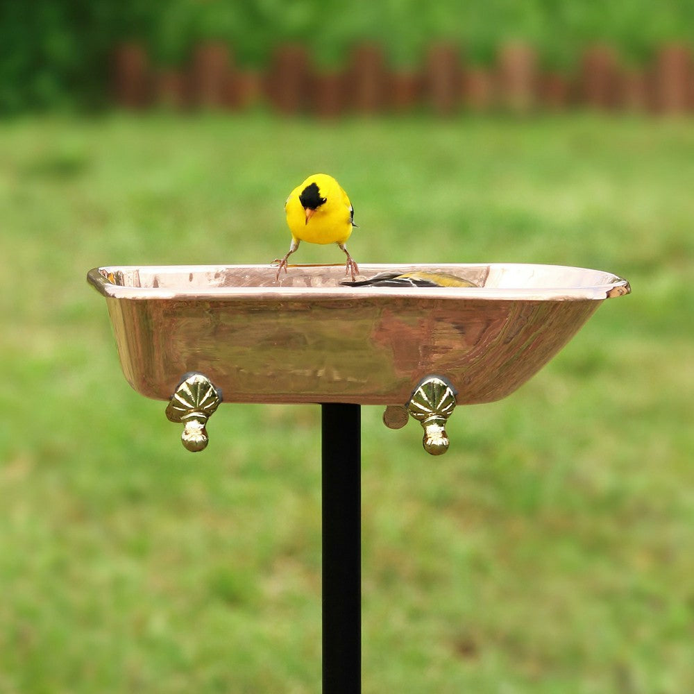 Plow & Hearth Splish Splash Birdbath, Polished Copper