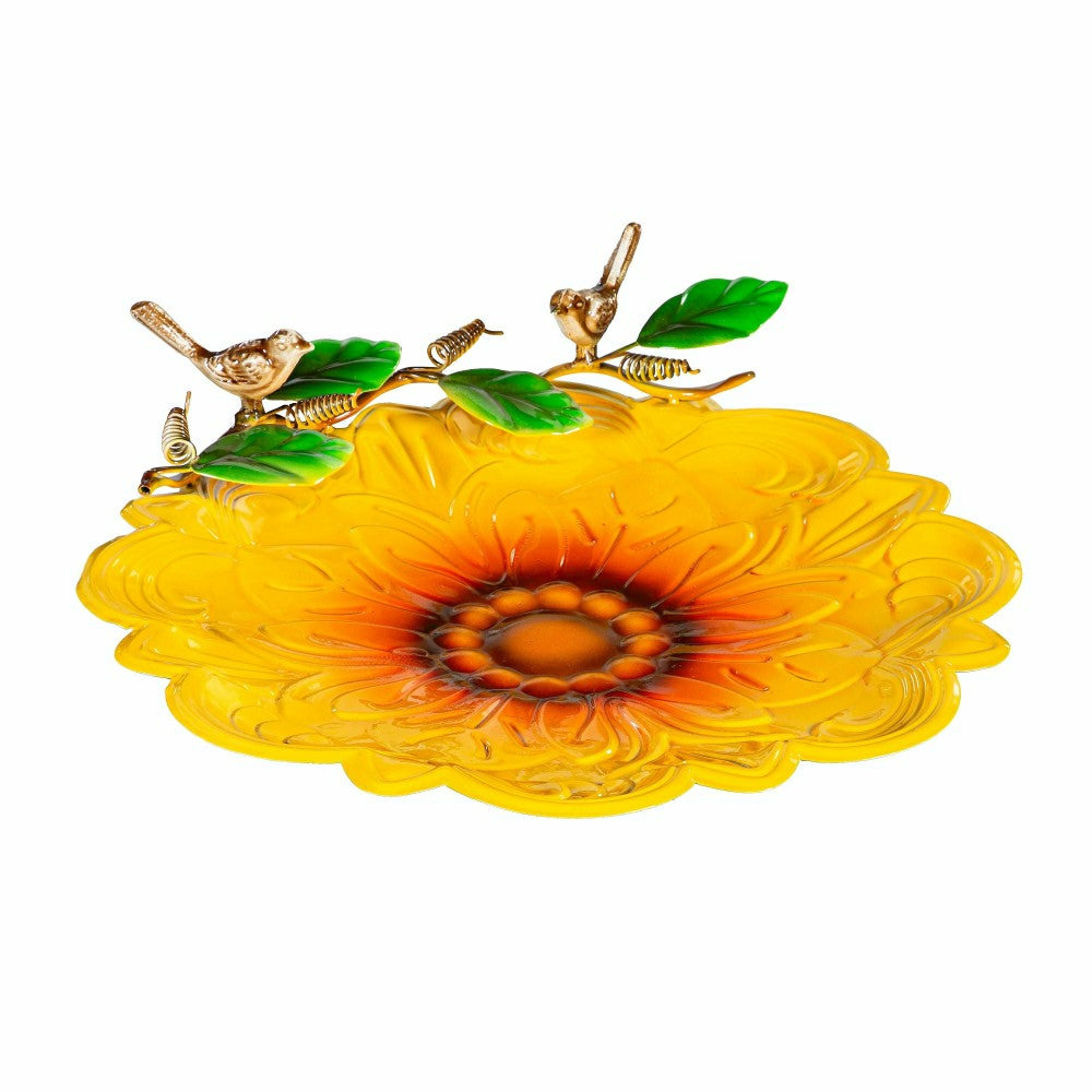 Plow & Hearth Metal Scalloped Edge Sunflower Birdbath