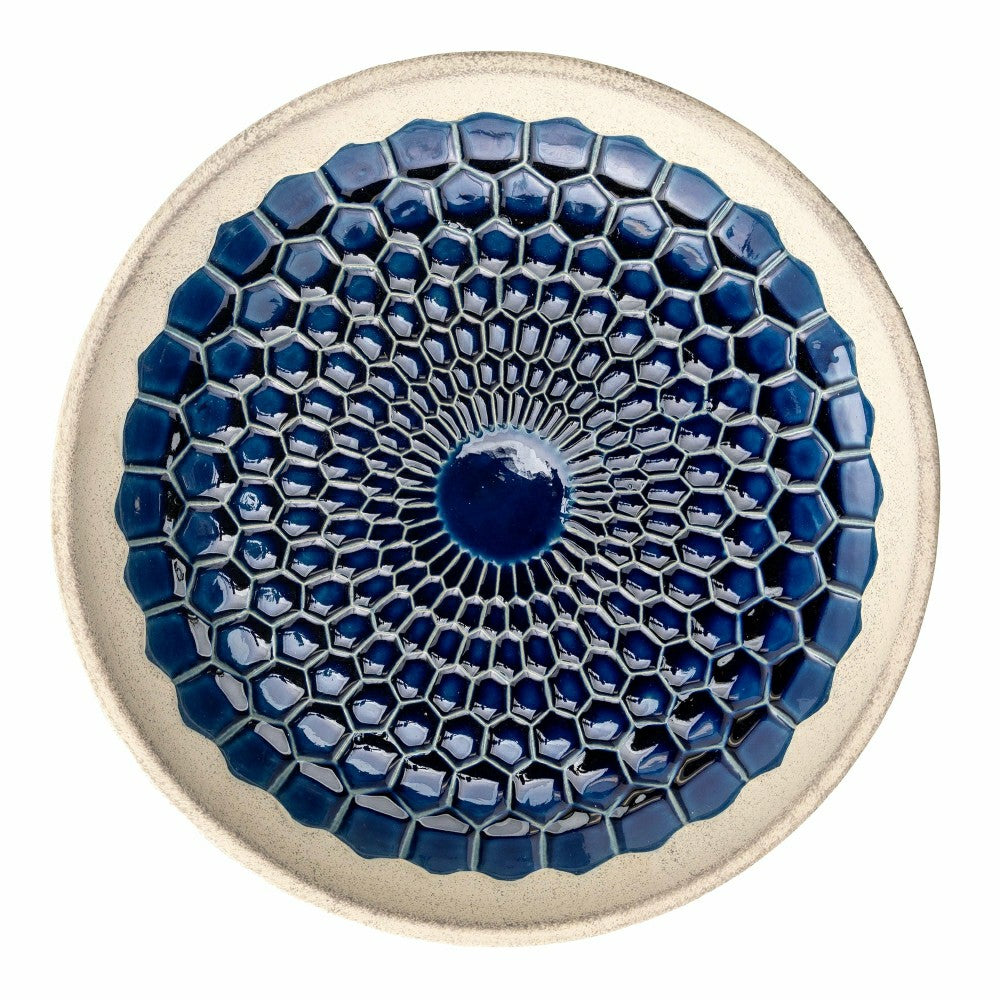 Plow & Hearth Blue Tile Ceramic Birdbath