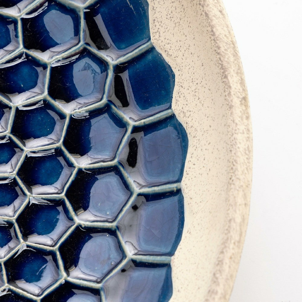 Plow & Hearth Blue Tile Ceramic Birdbath