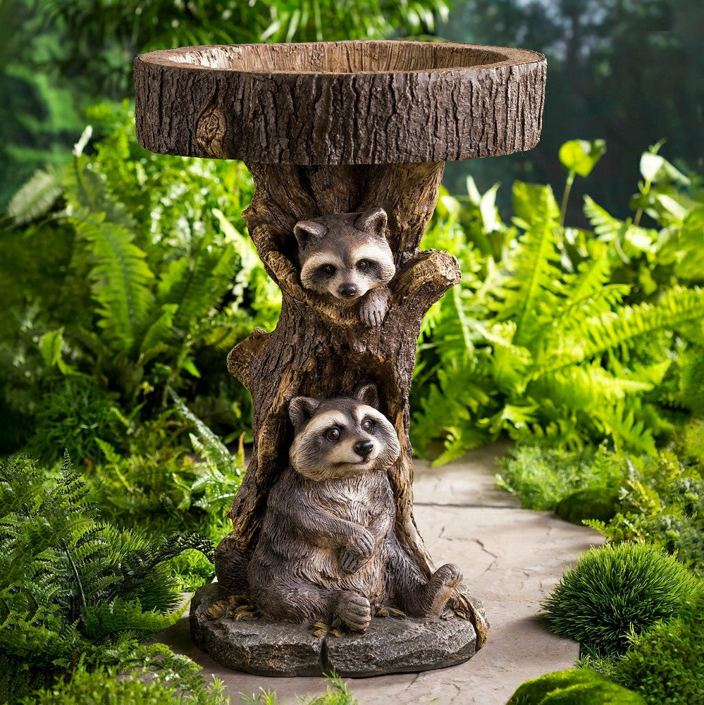 Plow & Hearth Resin Raccoon Birdbath