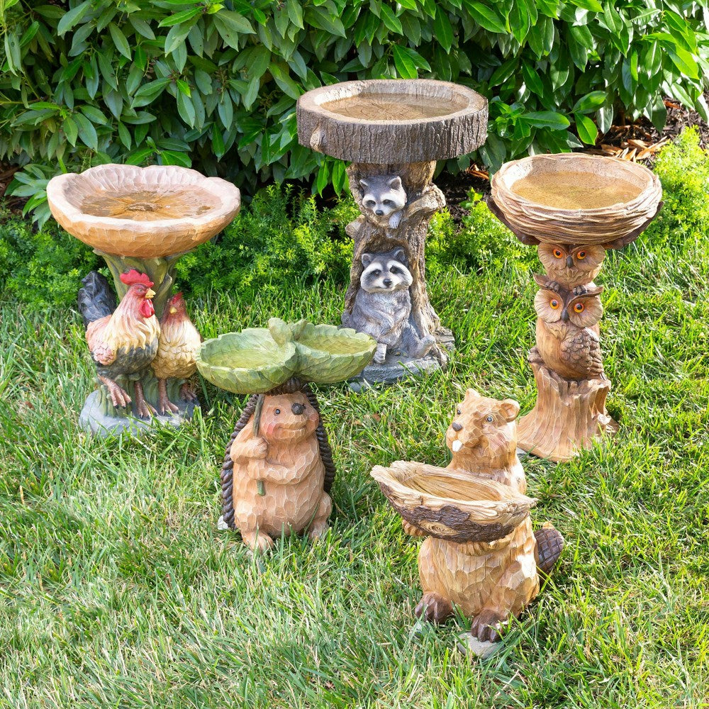 Plow & Hearth Resin Raccoon Birdbath